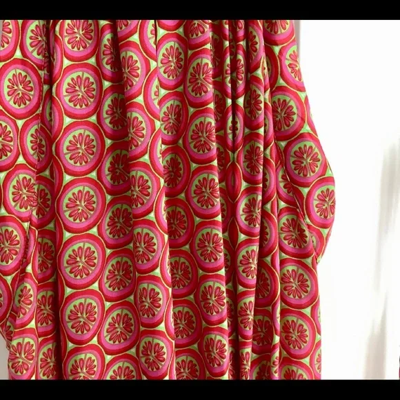 Maxi Dress Red/Green/Dark Pink Geometric Print Large by Escapada - Picture 4 of 10